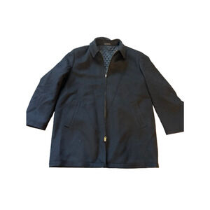 John W. Nordstrom Mens Black Zip Pocket Collared Wool Coat Jacket Blazer Size XL